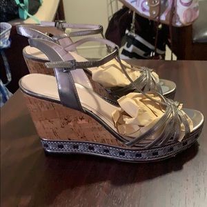 Silver platform heels